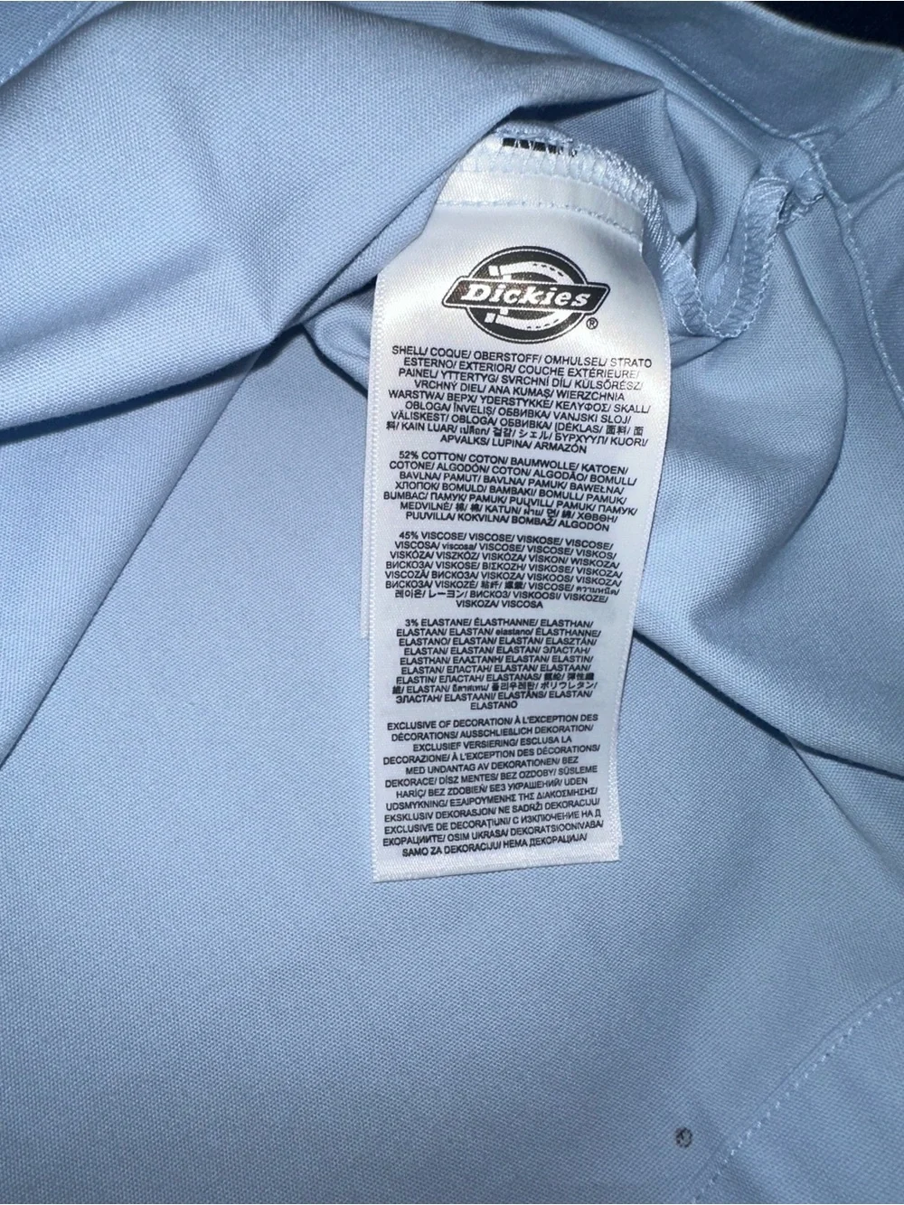 Mens Dickies Baby Blue Polo Zip Oversized Woven Work Shirt Top Large L NWT